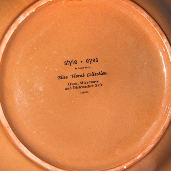 ⭐️Discontinued Style-Eyes By Baum Bros. Blue Yellow Floral  Dinner Bowl Plate - Picture 10 of 10